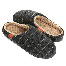 Men's Cozy Memory Foam Slippers with Fluffy Slip-on Clog Winter House Shoes Anti-Skid Sole